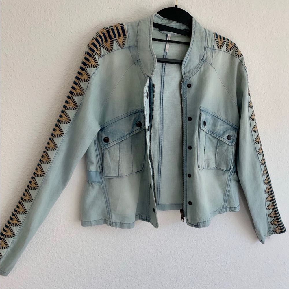 Free People Embroidered Chambray Jacket - Picture 2 of 5